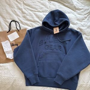 Stussy gear appliqué navy hoodie